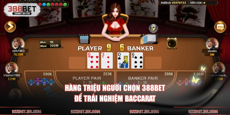 Hàng triệu người chọn 388BET để trải nghiệm Baccarat