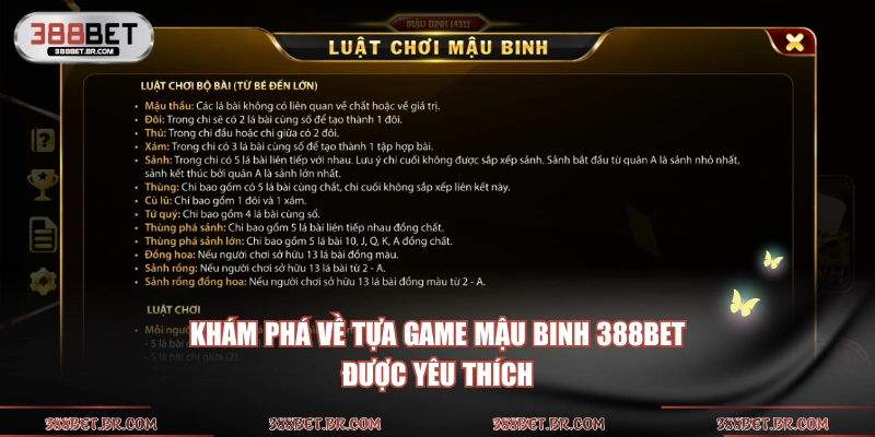 Khám phá về tựa game Mậu Binh 388BET được yêu thích