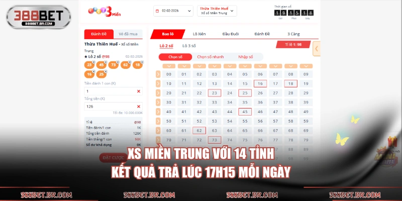 XS Miền Trung với 14 tỉnh, kết quả trả lúc 17h15 mỗi ngày